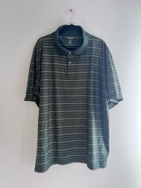 Men's Green Striped Polo Shirt